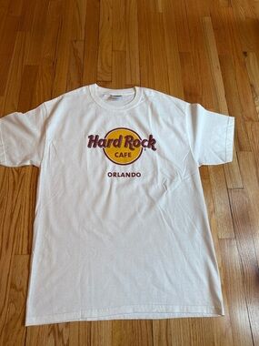 Vintage Hard Rock Cafe Orlando Logo Graphic White Cotton T Shirt size XL